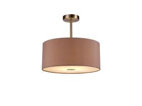 DK0257  Baymont 40cm Semi Flush 1 Light Satin Nickel, Taupe/Halo Gold, Frosted Diffuser